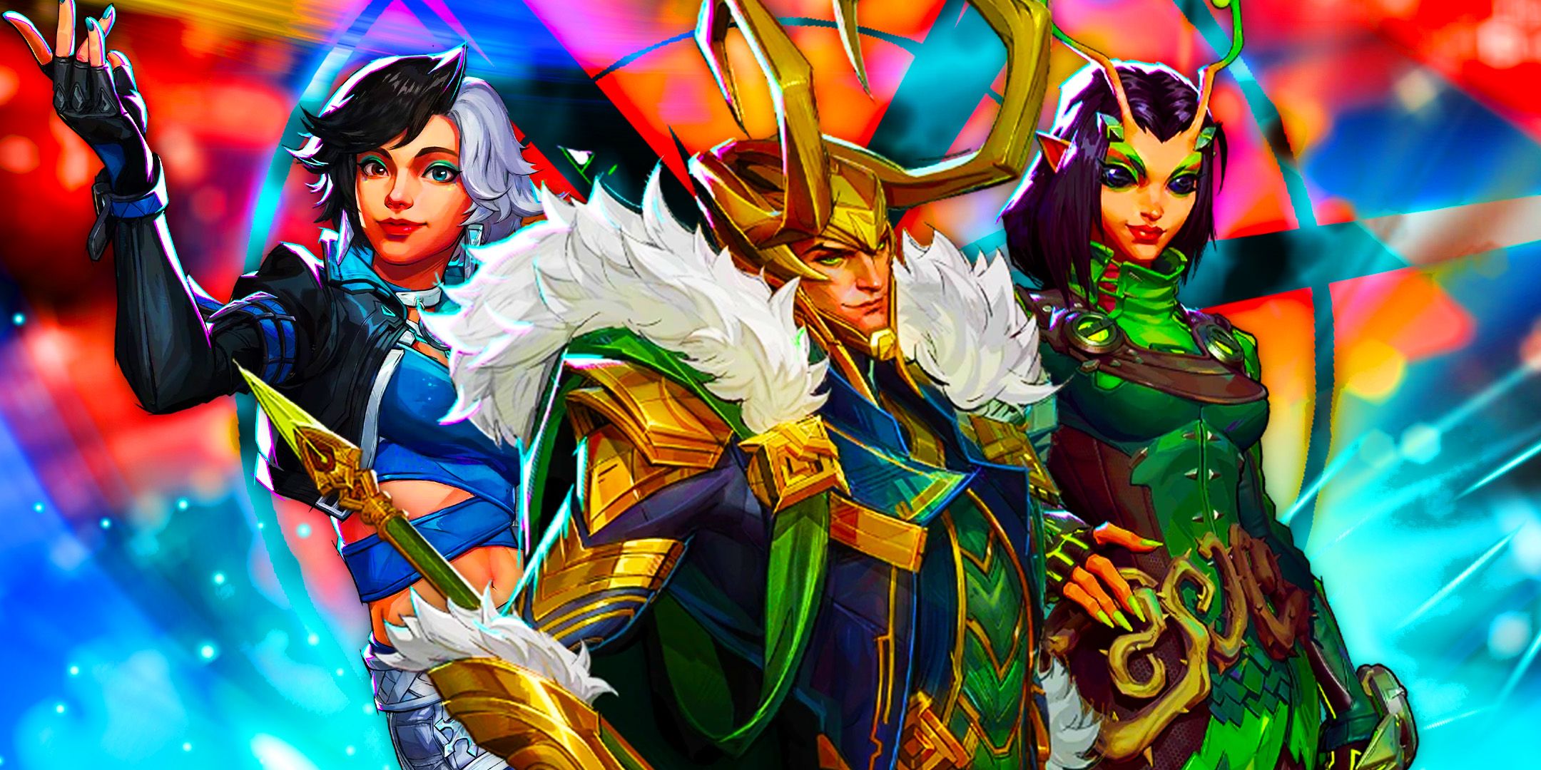 Мантис, Луна Сноу и Локи из Marvel Rivals.