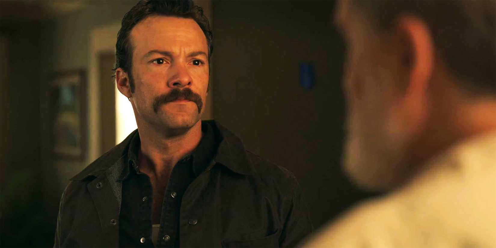 Kyle Schmid as Mike Franks looks upset in NCIS Origins