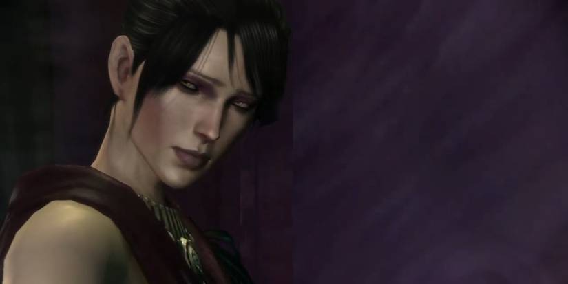 Morrigan looks back sadly at the Warden player in Dragon Age: Origins DLC Witch Hunt.