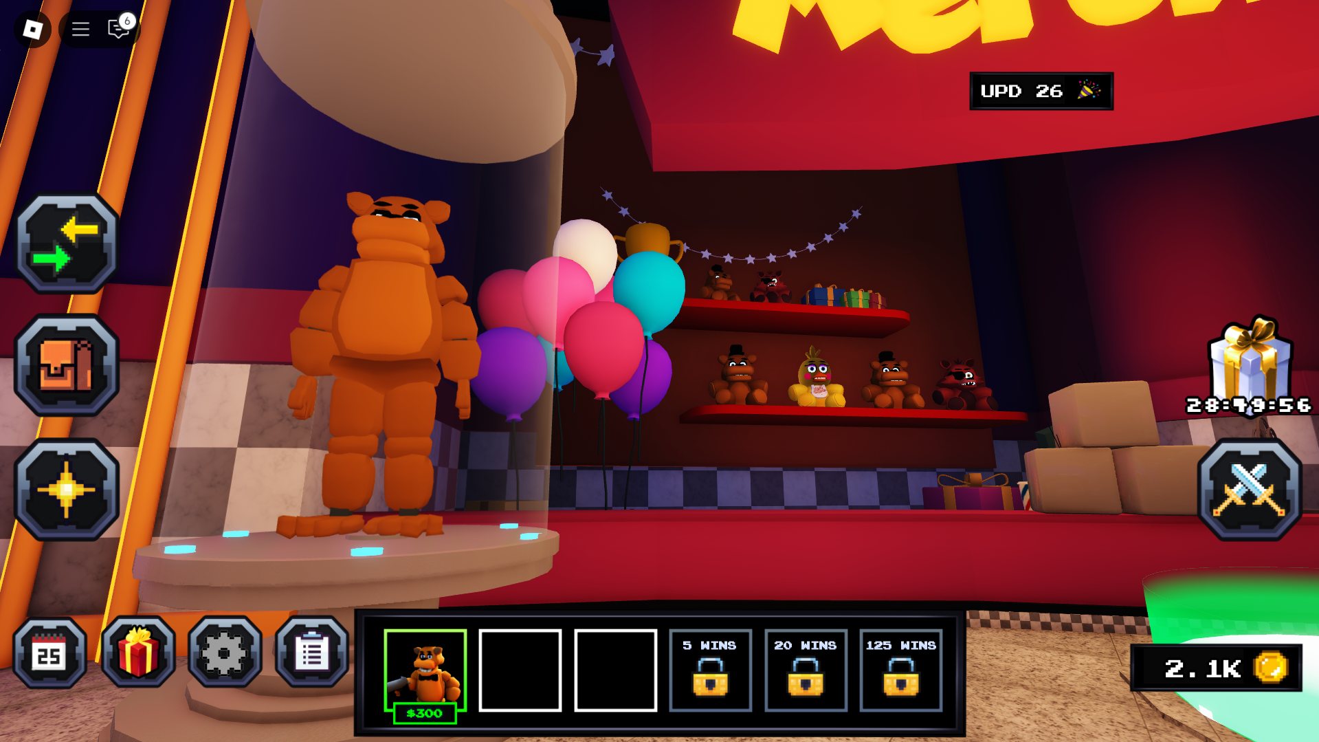 Five Nights TD Roblox lobby screenshot of merchant area