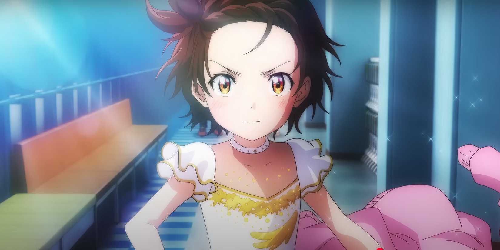 Inori from Medalist wears her figure skating outfit and looks determined