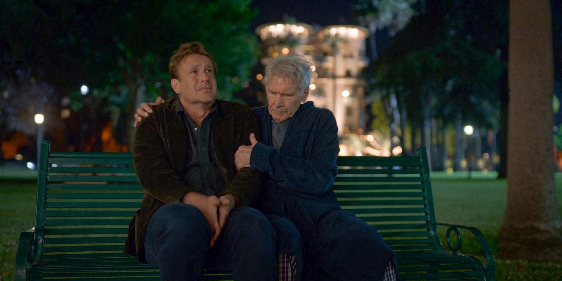 Paul (Harrison Ford) tries to contain Jimmy (Jason Segel) amidst an emotional crisis in Shrinking Season 2 Ep 11.