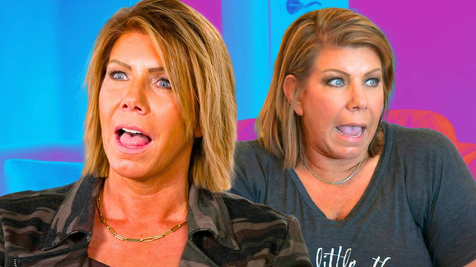 Sister Wives' meri brown yelling in montage with two poses