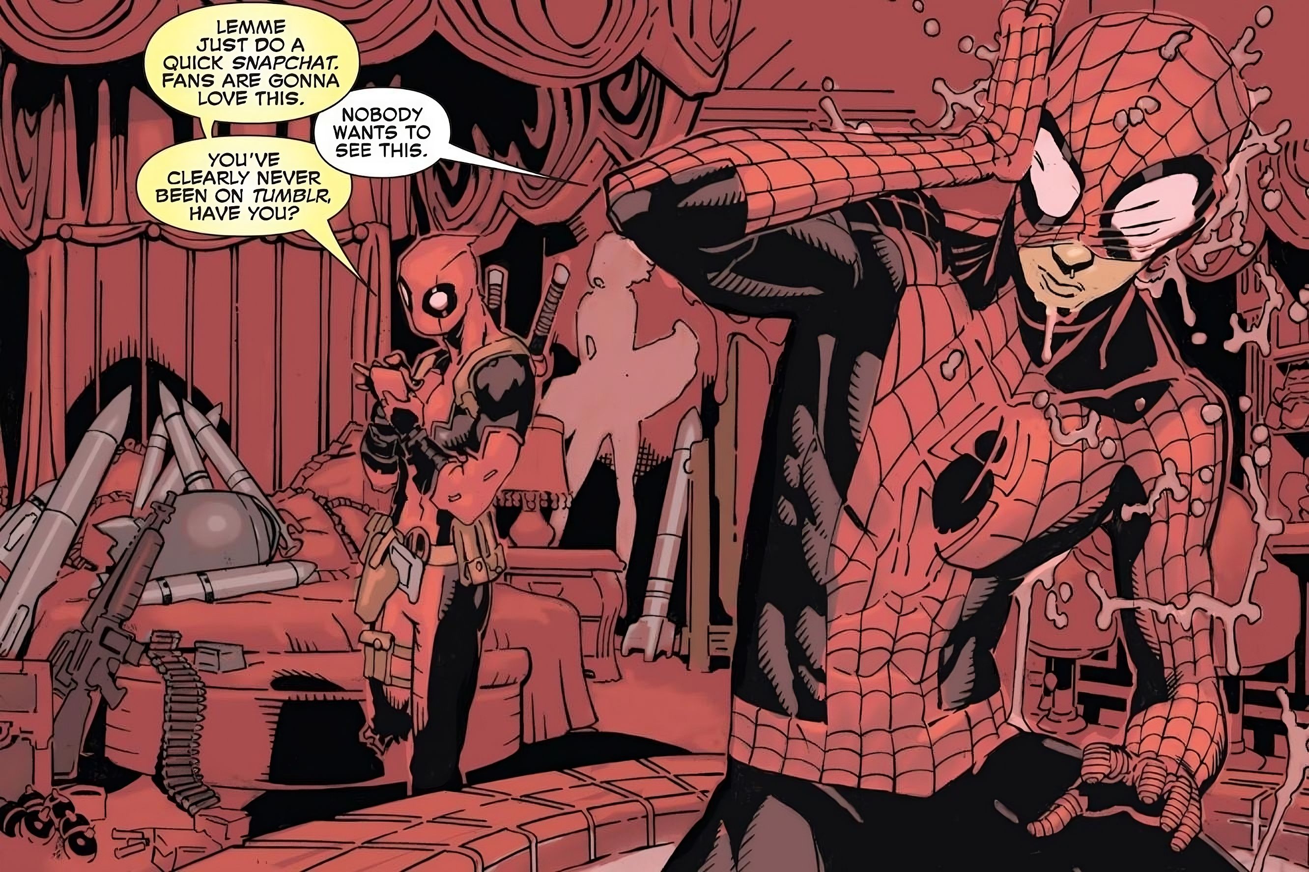 Deadpool tells Spidey his fans will love what they did