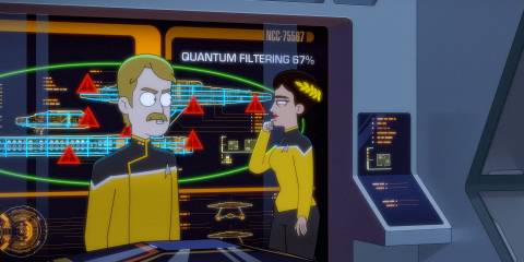 Billups and Olly planning how to resolve the faults in the Cerritos systems in Star Trek: Lower Decks Season 5 Ep 10