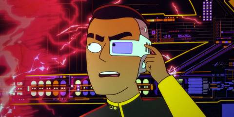 Rutherford discovers a fault in the Cerritos systems that complicates the mission in Star Trek: Lower Decks Season 5 Ep 10