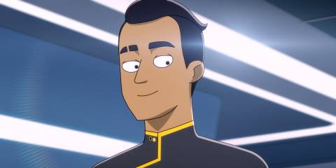 Rutherford without his cybernetic implant in Star Trek: Lower Decks Season 5 Ep 10