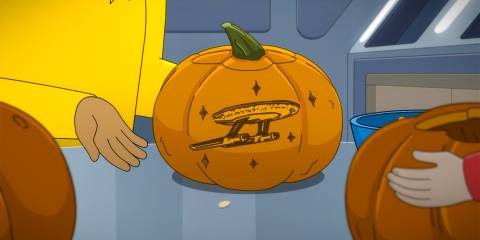 The USS Cerritos carved into a pumpkin in Star Trek: Lower Decks Season 5 Ep 8