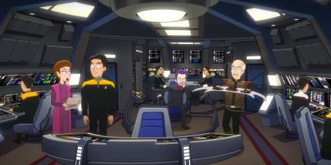 The crew of the Anaximander ship aboard in Star Trek: Lower Decks Season 5 Ep 9
