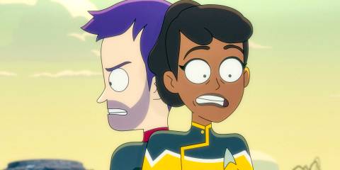 Boimler and Mariner looking terrified in Star Trek: Lower Decks Season 5 Ep 9