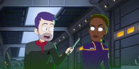 Boimler looking at Sloane with concern in Star Trek: Lower Decks Season 5 Ep 9