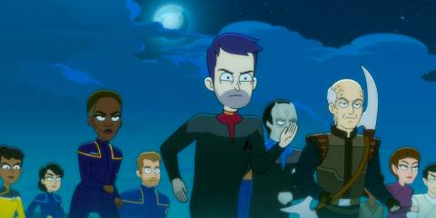 Boimler, Sloane, and their crews on high alert for a battle in Star Trek: Lower Decks Season 5 Ep 9