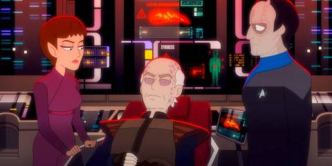 T'Pol and Elim Garak, at Curzon Dax's deathbed in Star Trek: Lower Decks Season 5 Ep 9