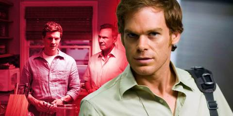 Young Dexter and Harry Morgan in Dexter: Original Sin with Dexter at Miami Metro in the original show