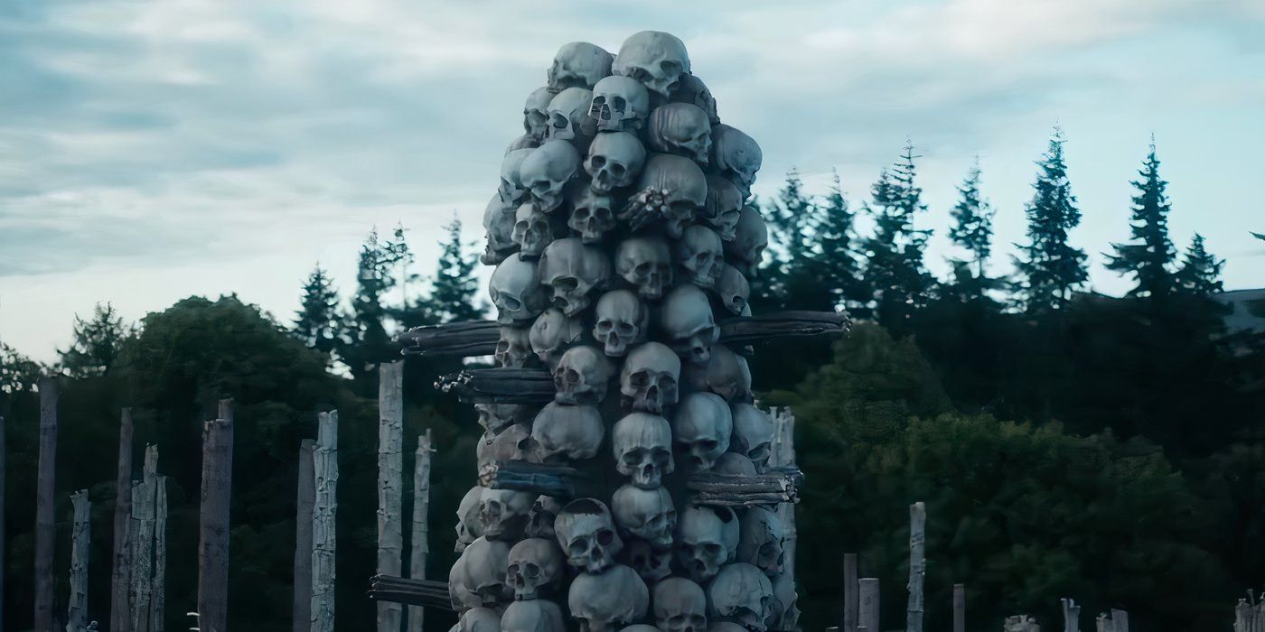 A pile of skulls in 28 years later