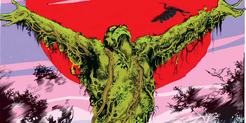 Arte em quadrinhos: Monstro do Pântano Está Sob um Sol Vermelho
