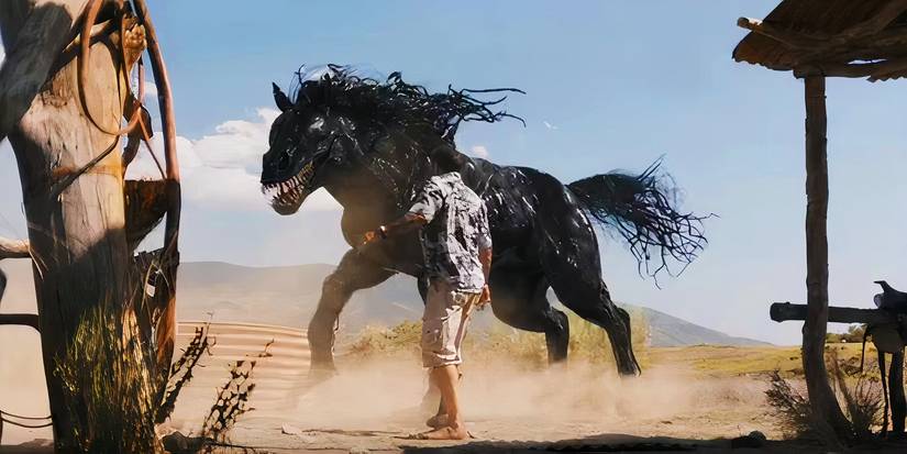 Venom bonding with a horse in Venom The Last Dance