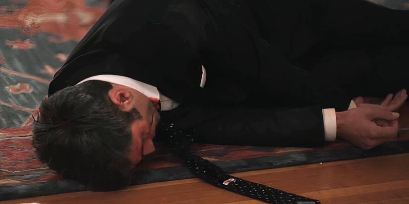 Wes Bentley as Jamie Dutton lying dead on the floor in Yellowstone
