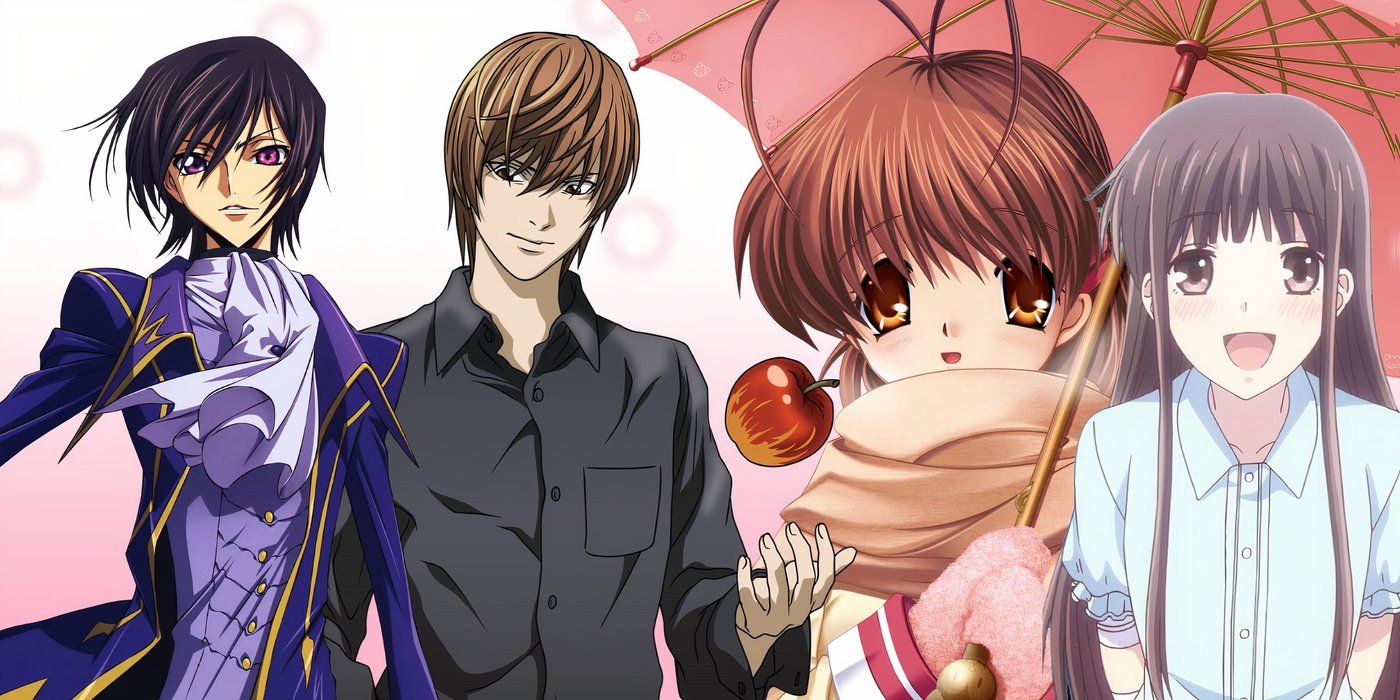 Lelouch from Code Geass, Light from Death Note, Nagisa from Clannad, and Tohru from Fruits Basket