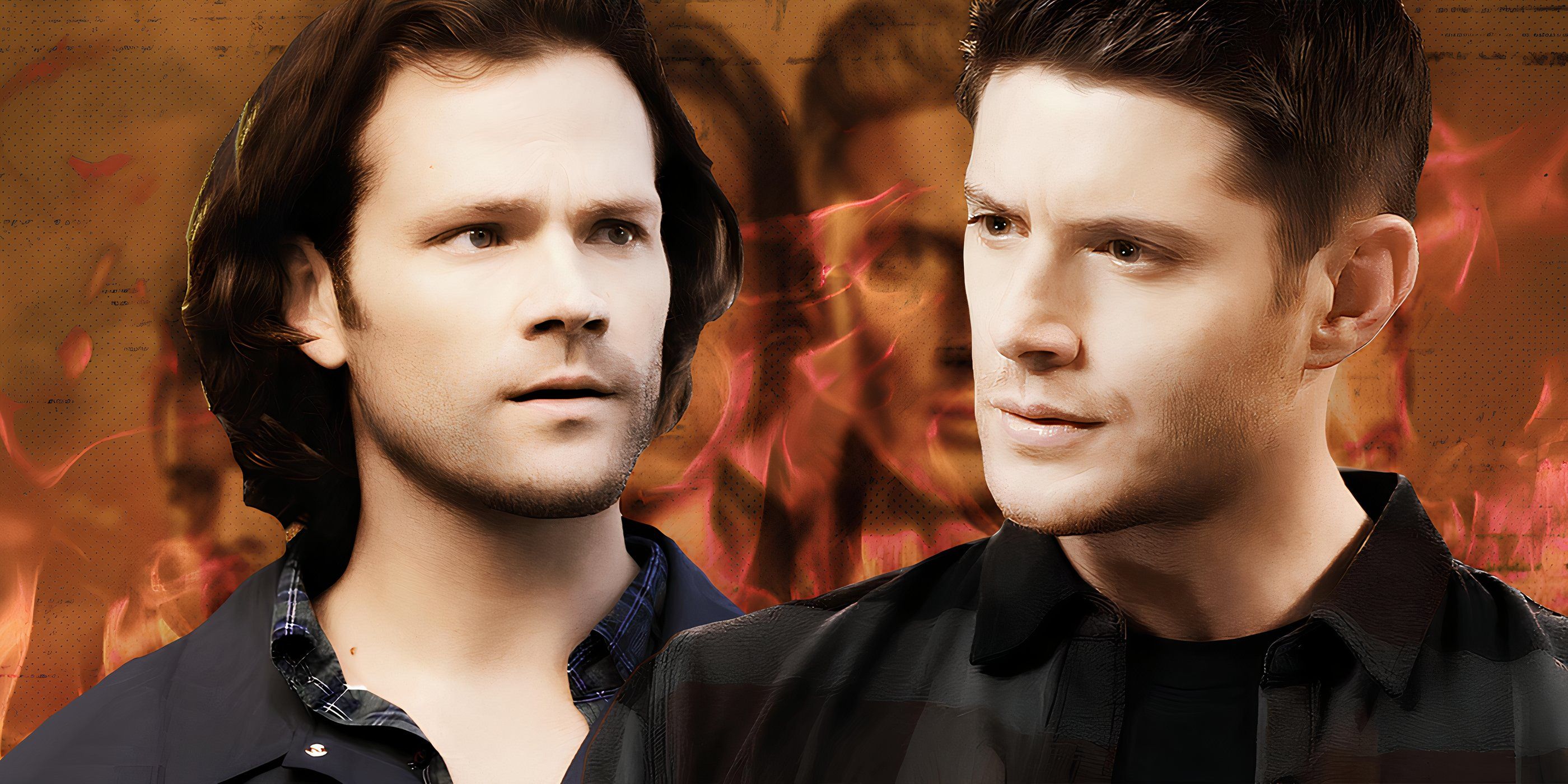 Jared Padalecki as Sam and Jensen Ackles as Dean Winchester in Supernatural.