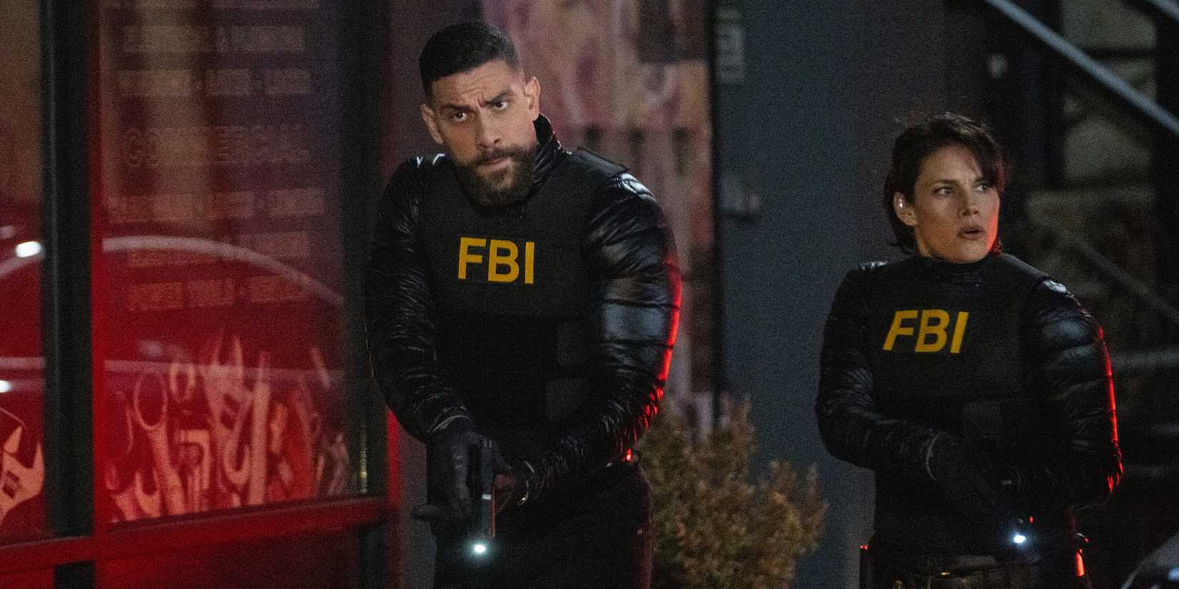 Zeeko Zaki as Special Agent Omar Adom ‘OA’ Zidan and Missy Peregrym as Special Agent Maggie Bell in FBI season 7, episode 9
