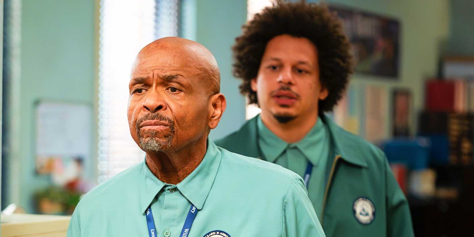 Mr. Johnson (William Stanford Davis) and Cedric (Eric Andre) in Abbott Elementary season 4, episode 10, "Testing."