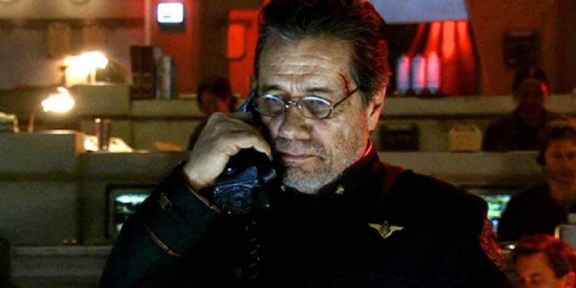 Admiral Adama on the phone in Battlestar Galactica