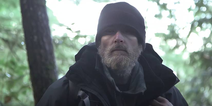 close-up de um competidor da temporada 1 de Alone.