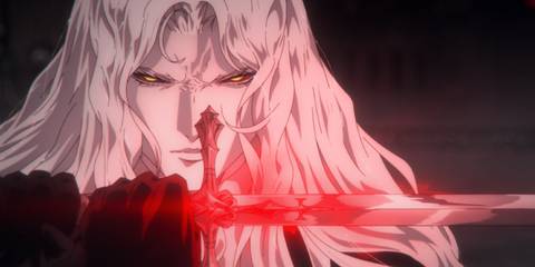 Alucard holding his sword in Castlevania Nocturne season 2