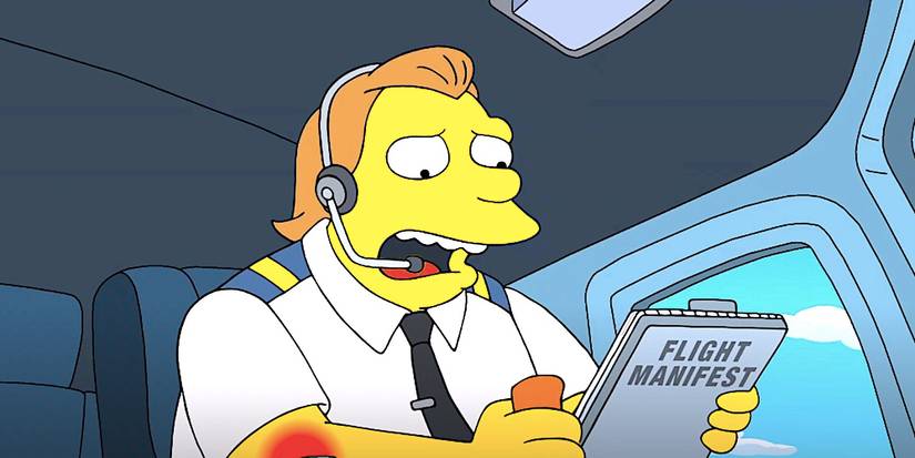 Barney preocupado pilotando um helicóptero em Os Simpsons