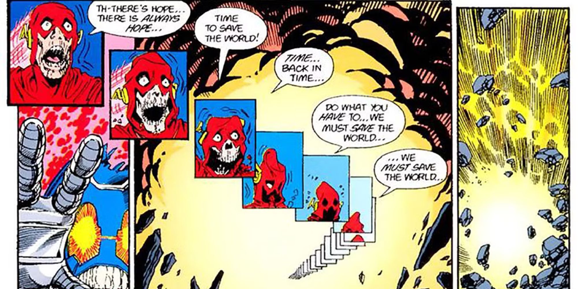Barry Allen aka The Flash dies running back in time in DC Comics' Crisis on Infinite Earths
