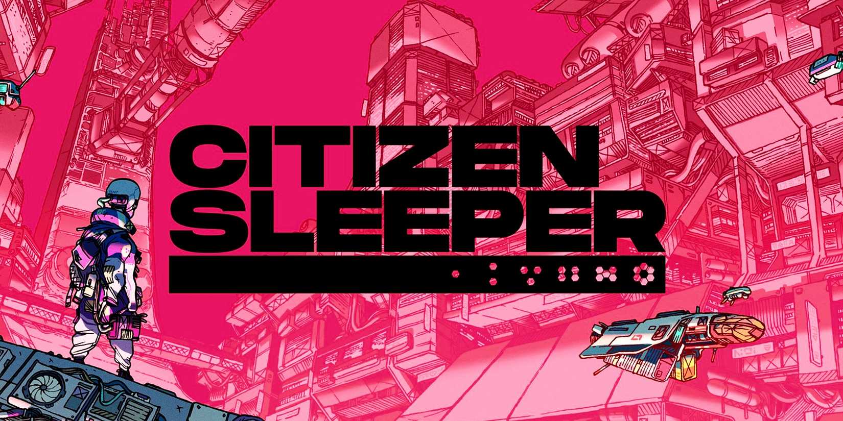 Titelbild für Citizen Sleeper, das einen Schläfer auf einem Schiff zeigt. 