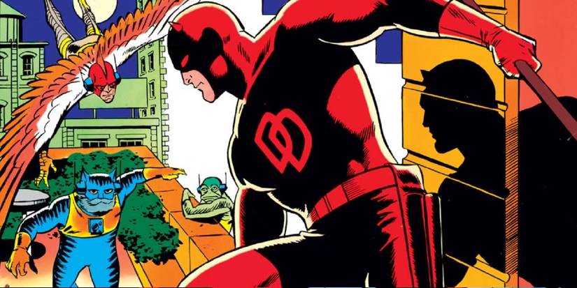daredevil vs the ani-men in original red costume