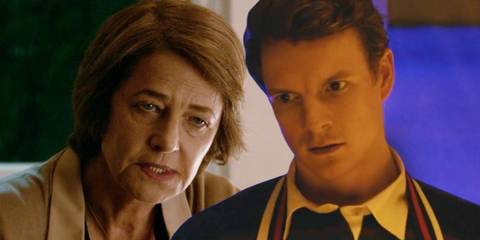 Dr. Evelyn Vogel (Charlotte Rampling) in Dexter season 8 and Dexter Morgan (Patrick Gibson) in Dexter: Original Sin season 1, episode 6