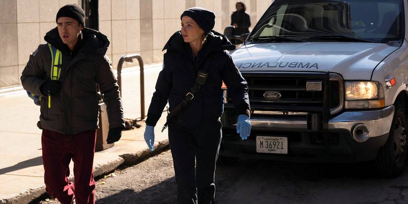 Frost and Novak walking together in One Chicago crossover