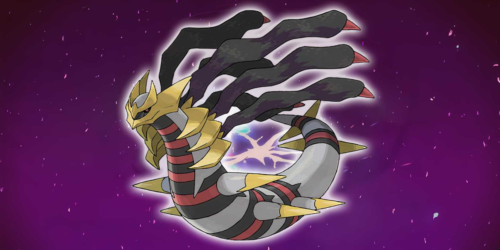 Giratina in front of a rift from Legends Arceus.