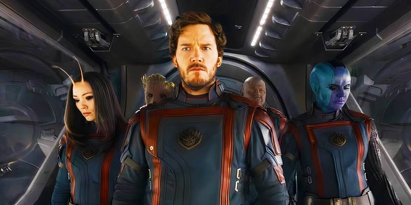 Guardians of the Galaxy walking onto Counter-Earth in Guardians of the Galaxy Vol. 3