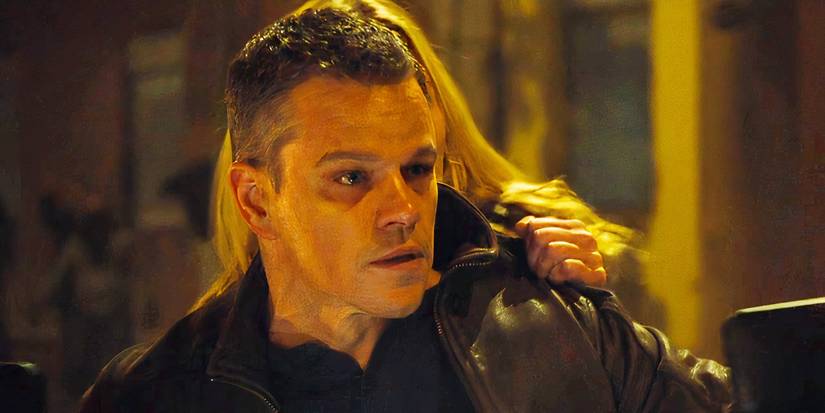 Matt Damon looking worried as Bourne in Jason Bourne