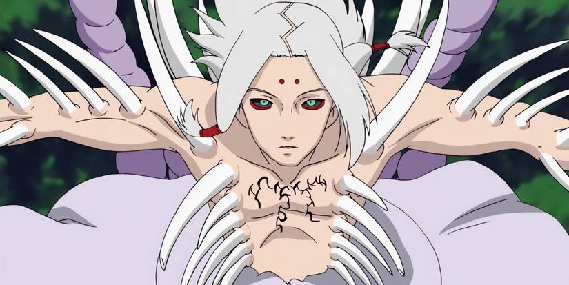 Kimimaro using his Kekkei Genkai to make his bones grow outside his body.