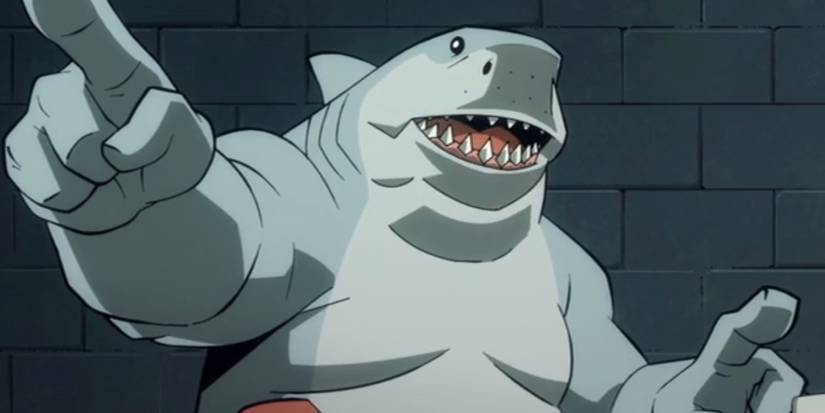 King Shark in Creature Commandos Episode 7 pointing