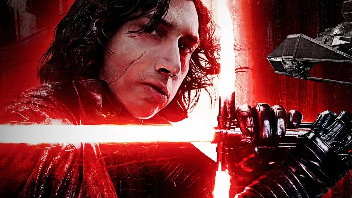 Star Wars' Kylo Ren wielding his red lightsaber. 