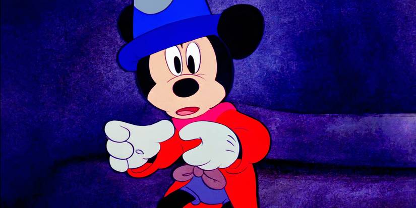 Mickey Mouse looking shocked in Fantasia