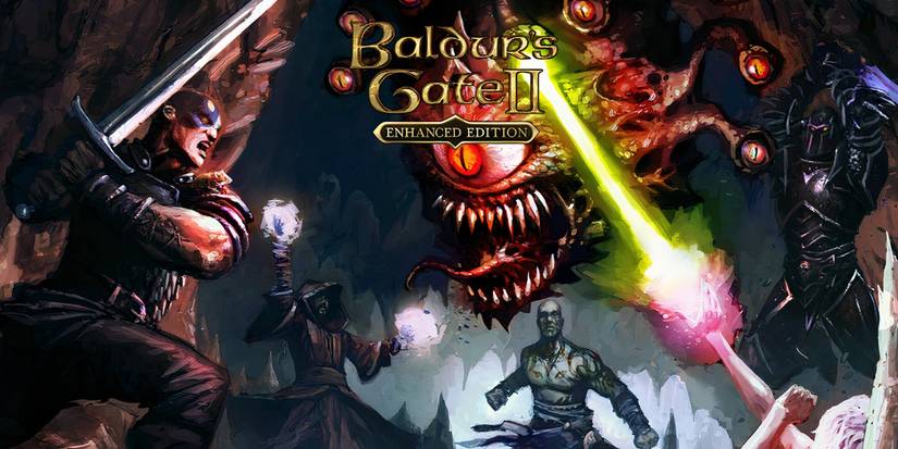 Minsc luta contra um beholder em Baldur's Gate 2