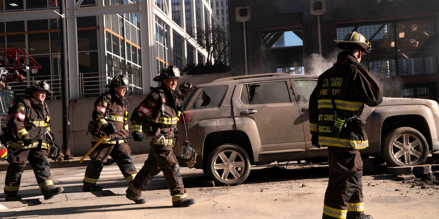 The firefighters head toward the gas explosion in the One Chicago crossover