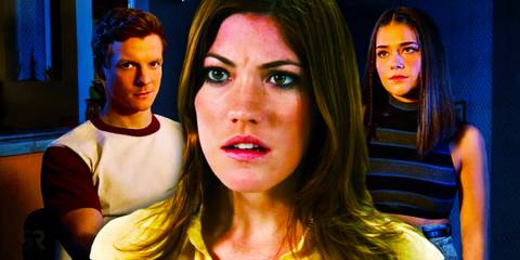 Patrick Gibson and Molly Brown as Dexter and Debra Morgan in Original Sin with Jennifer Carpenter as Deb in Dexter