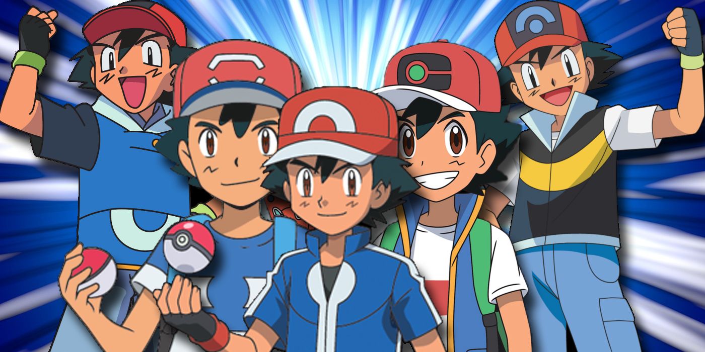 various versions of Ash from over the years.