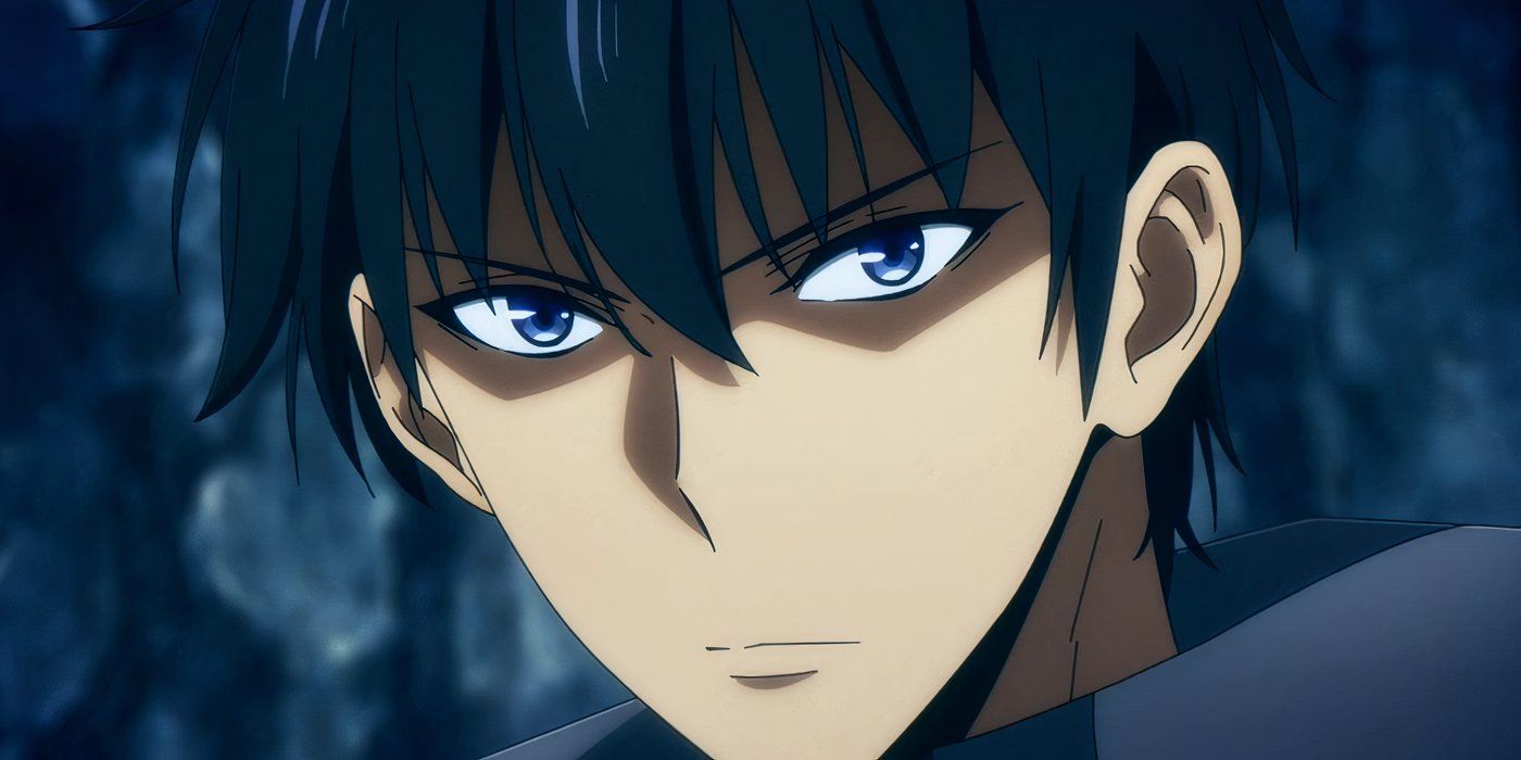 A close-up of Sung Jinwoo from Solo Leveling's season one finale.