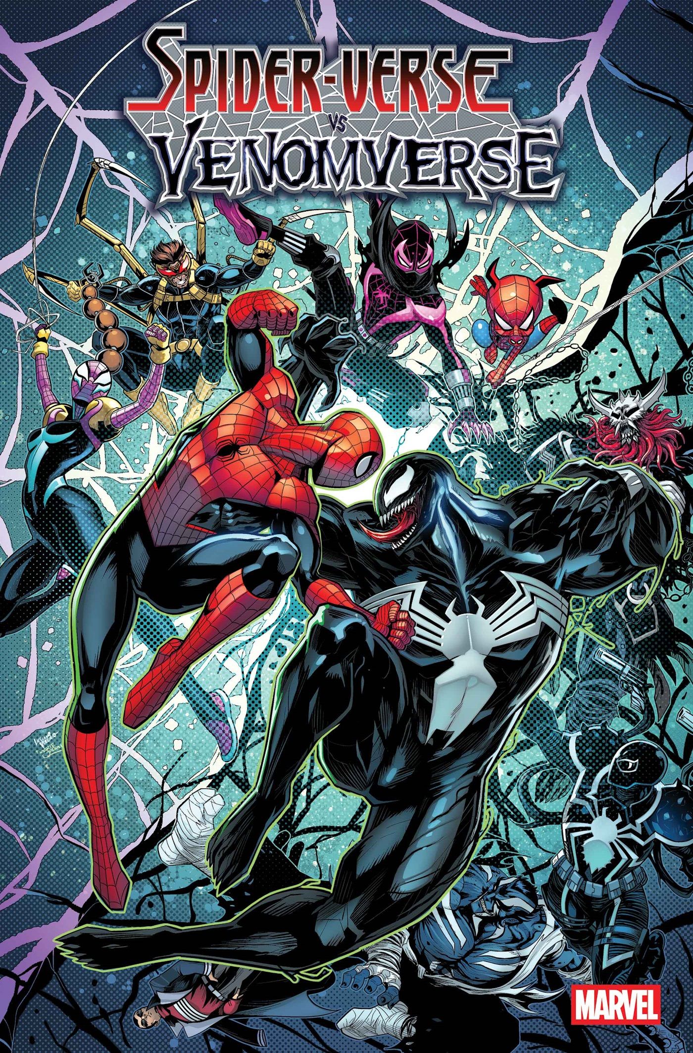 Spider-Verse vs Venomverse comic cover art by Luciano Vecchio