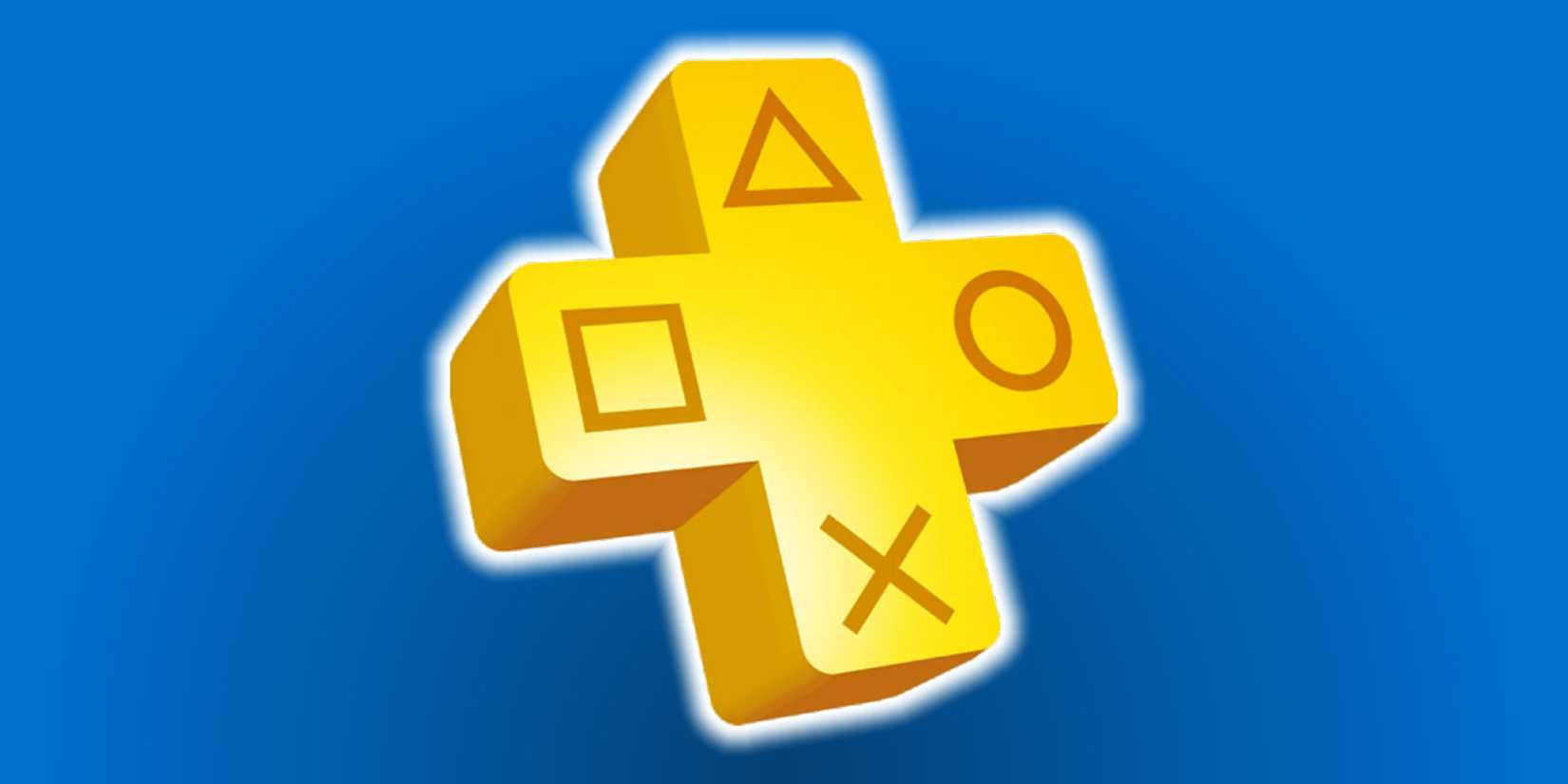The glowing PlayStation Plus logo on a blue background.