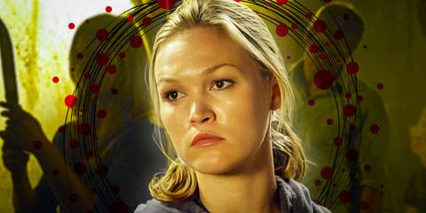 Julia Stiles as Lumen Pierce in Dexter season 5 with Dexter Morgan in the background
